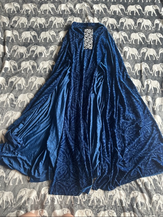 Blackmilk Dresses & Skirts - Blackmilk Deep Blue Velvet Maxi Skirt with Burnout Pattern